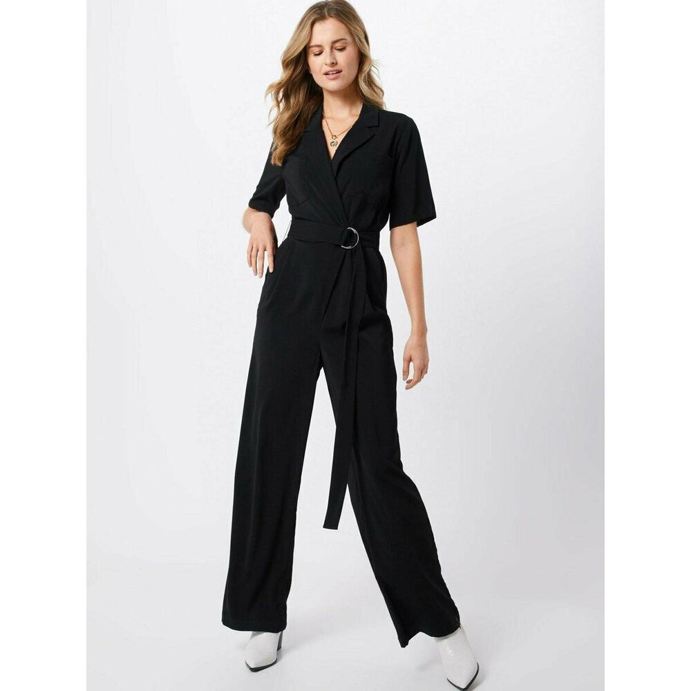 MbyM Women's Tori Short Sleeve Belted Jumpsuit In Black Size M $159